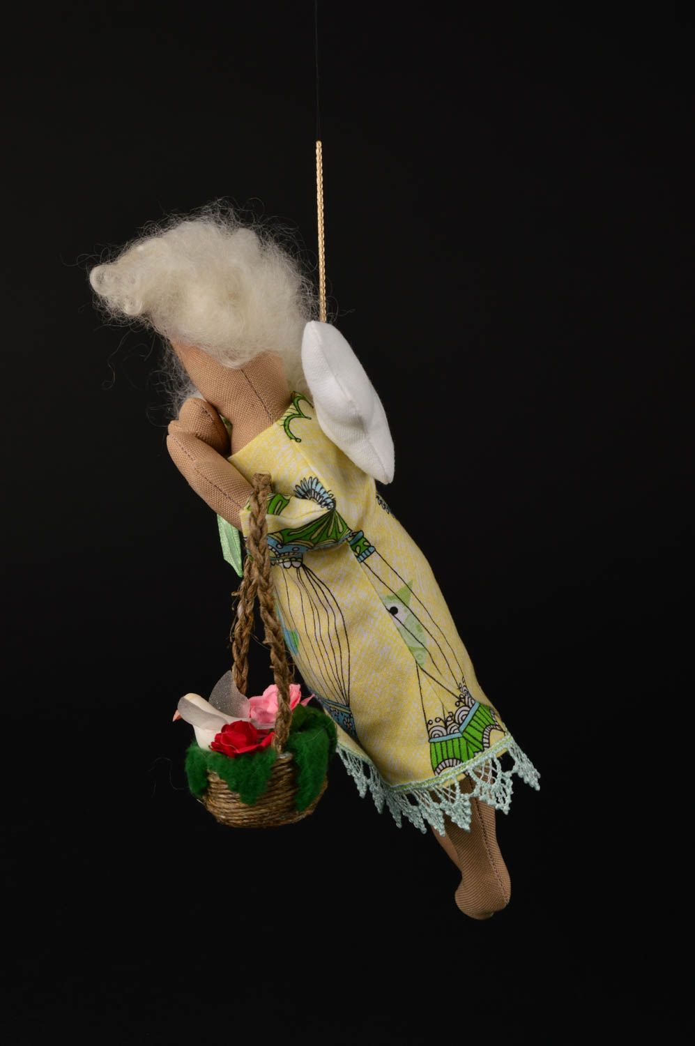 Peluche ange fait main Déco maison Cadeau original textile à suspendre design photo 3