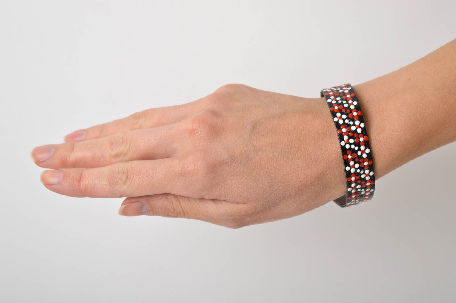 Armband Frauen handgefertigt Leder Schmuck Accessoire für Frauen bemalt foto 5