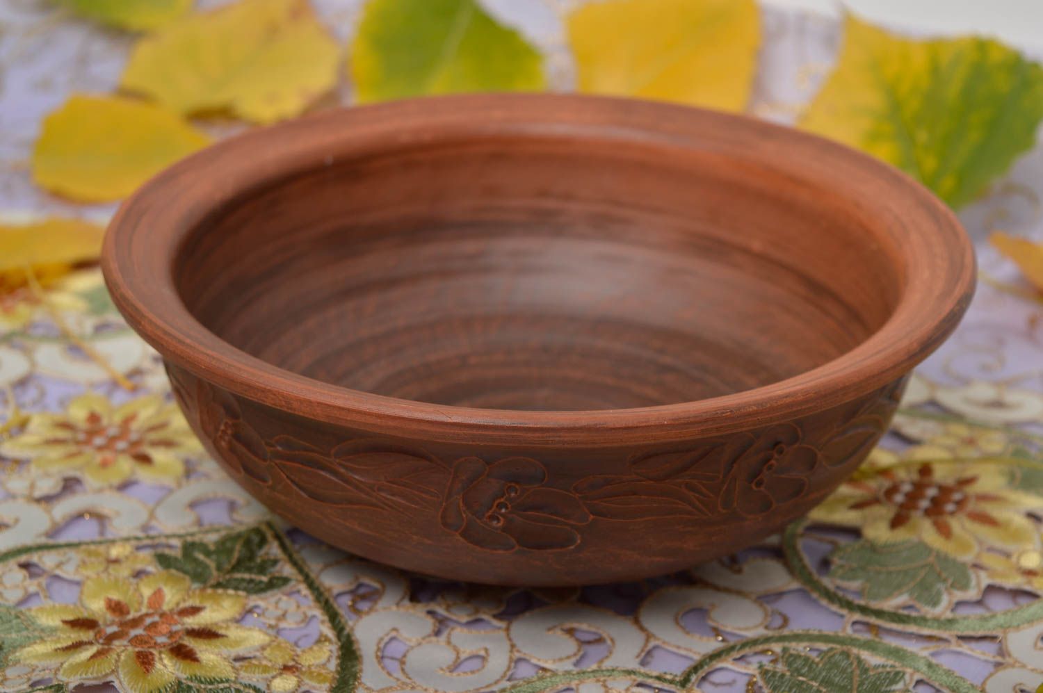 Посуда ручной работы керамическая миска большая глубокая глиняная посуда фото 1