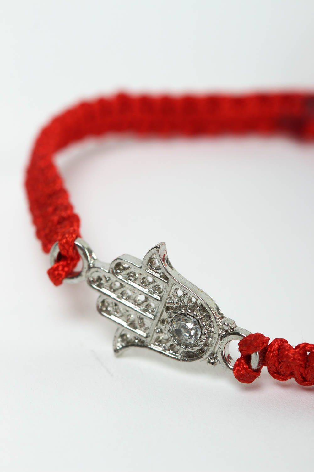 Bracelet textile Bijou fait main fils rouges Accessoire femme original photo 3