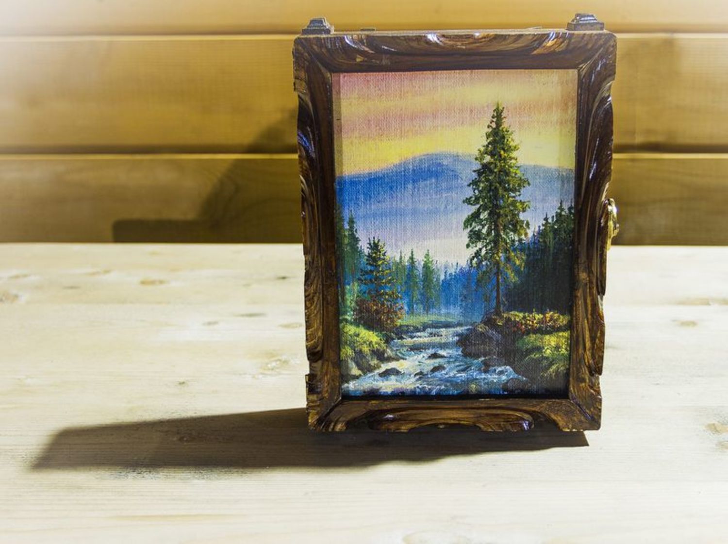Wooden wall key holder with painting photo 4