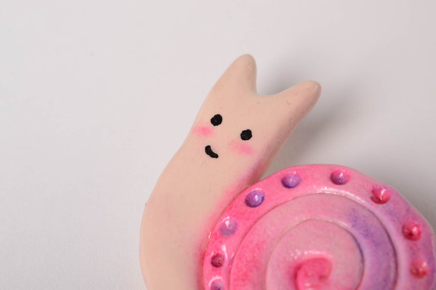 Women brooch handmade jewelry polymer clay brooch snail pink brooch cute brooch  photo 3