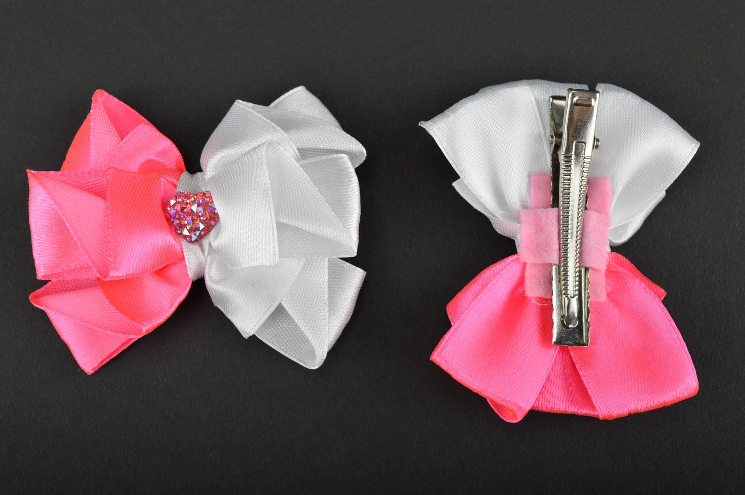 Beautiful handmade hair bow textile bow hair clip 2 pieces accessories for girls photo 3
