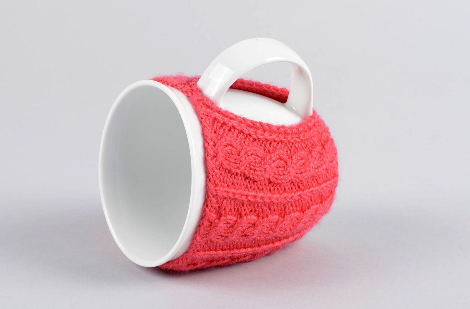 Tasse pull tricot rouge fait main Mug thé Vaisselle moderne Cadeau cuisine photo 3