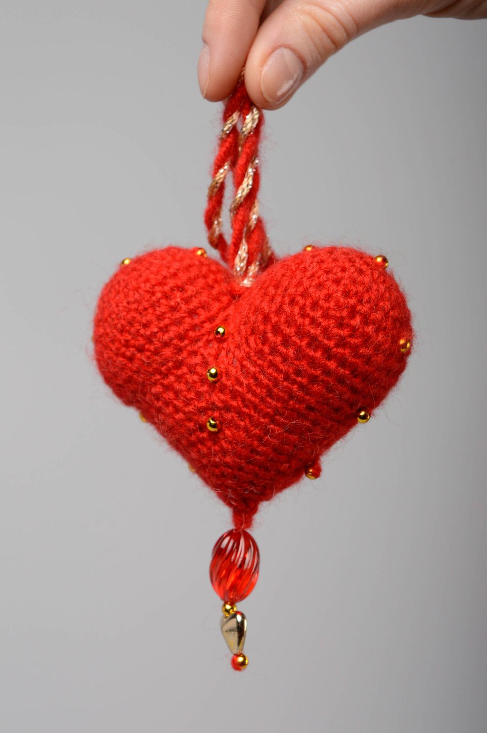 Suspension décorative Coeur rouge faite main photo 4