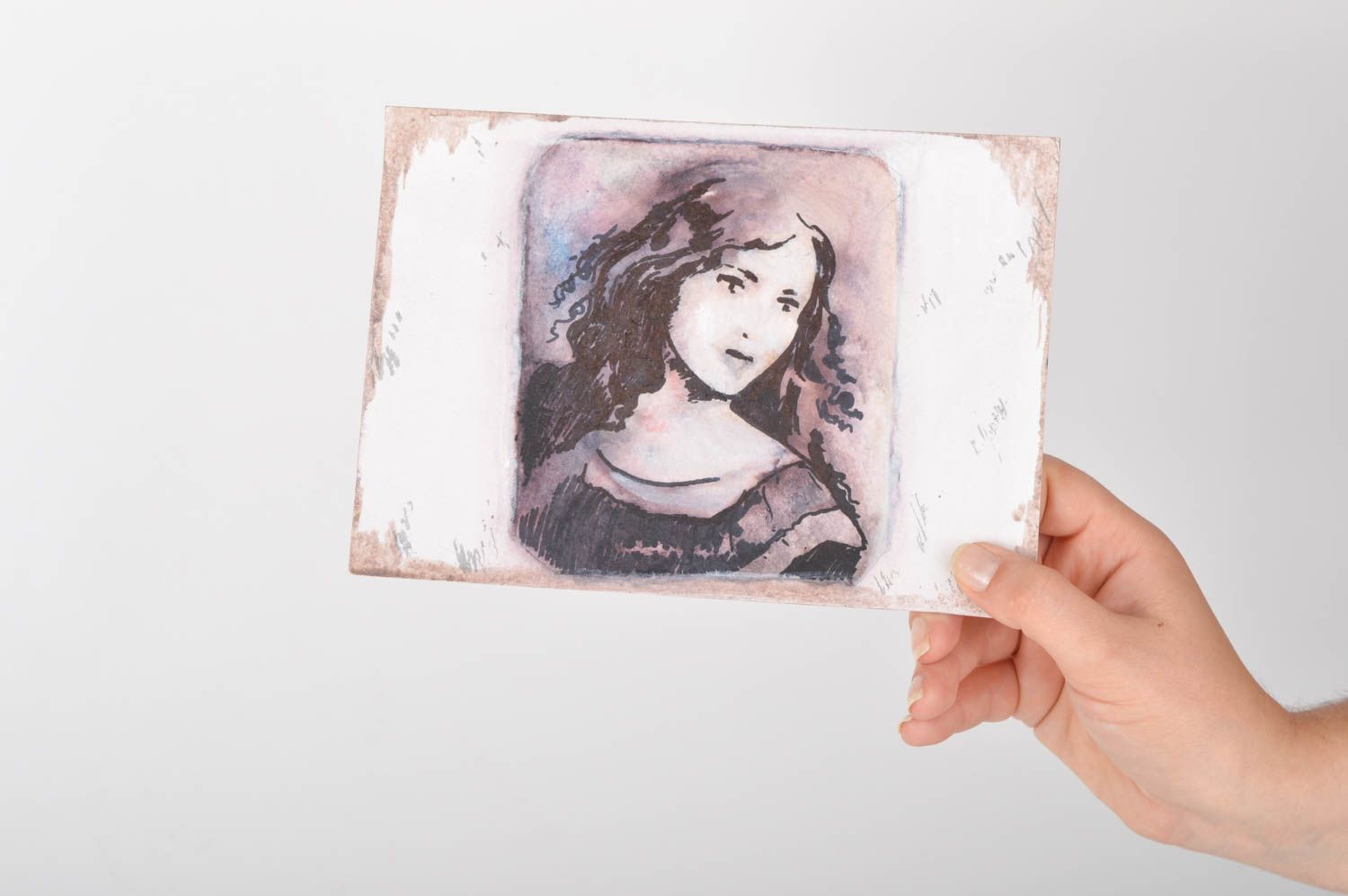 Tarjeta personalizada postal hecha a mano con un retrato regalo original foto 5