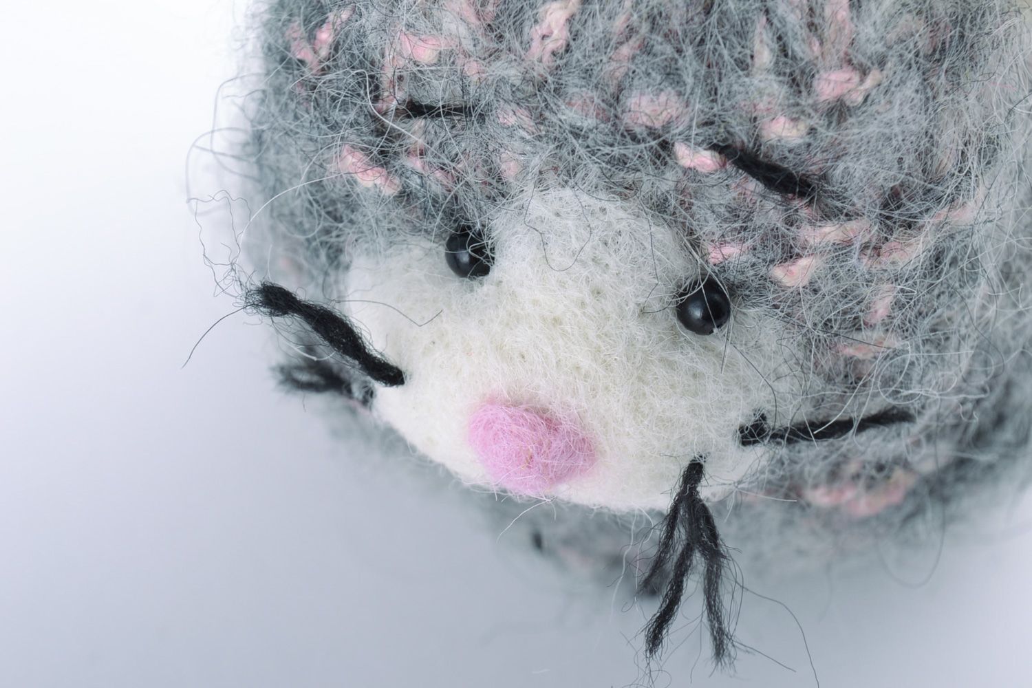 Poupée en laine Chat faite main grise petite originale cadeau pour enfant photo 5