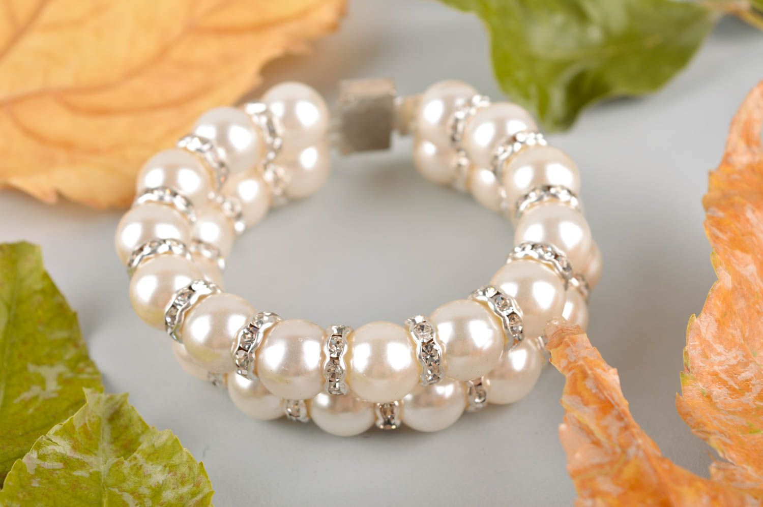 Pulsera de perlas hermosa hecha a mano accesorio de moda bisutería de mujer  foto 1