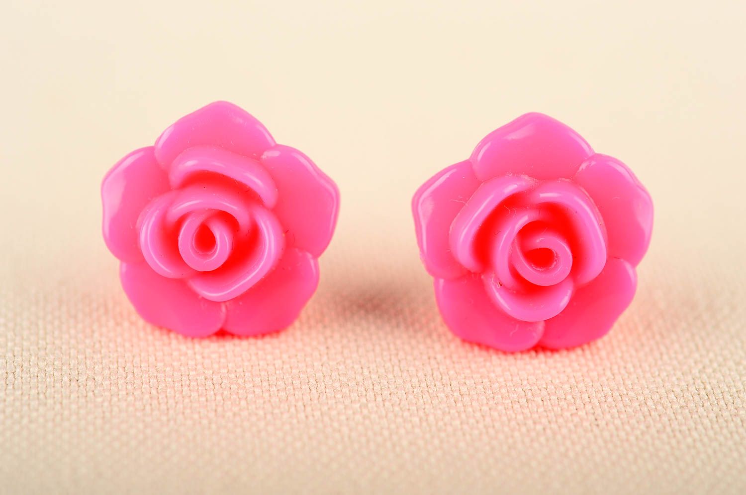 Handmade pink girlish earrings elegant plastic earrings designer accessory photo 1