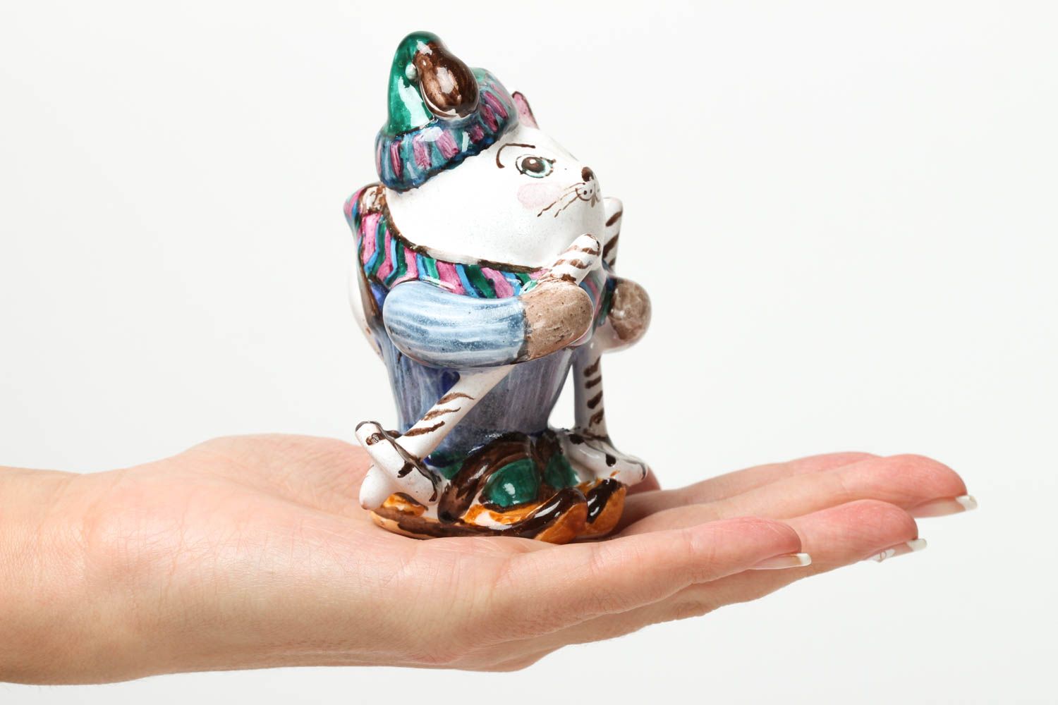 Figur aus Ton handmade Deko ausgefallenes Geschenk Katze Dekoration Schi foto 5