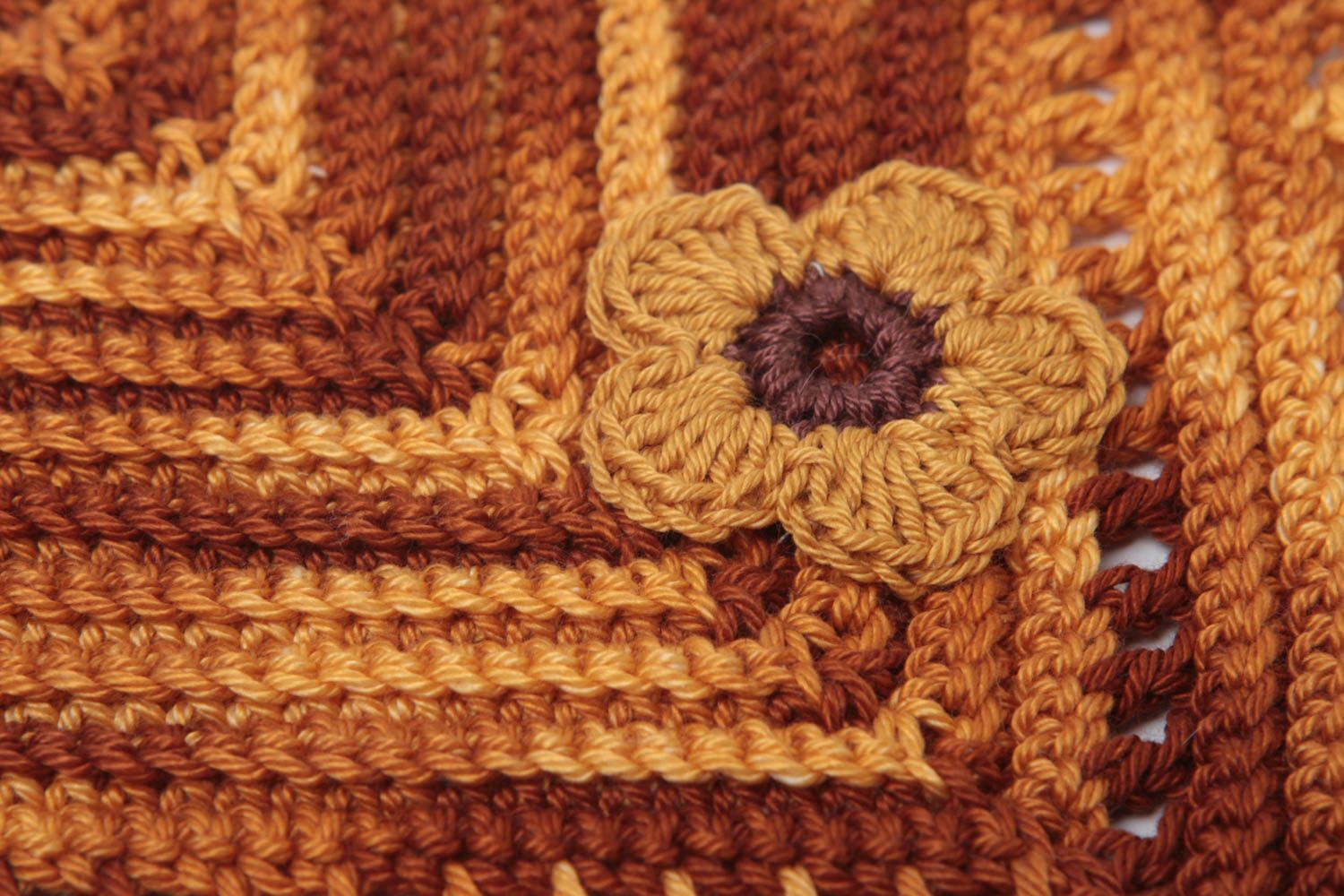 Домашний текстиль ручной работы прихватка крючком вязаная прихватка коричневая фото 3