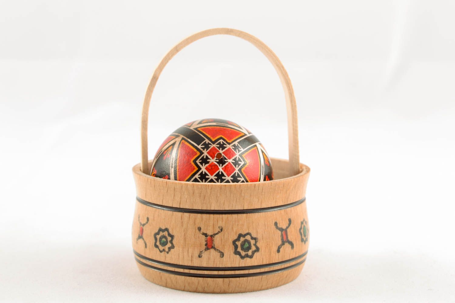 Easter egg in wooden basket photo 2