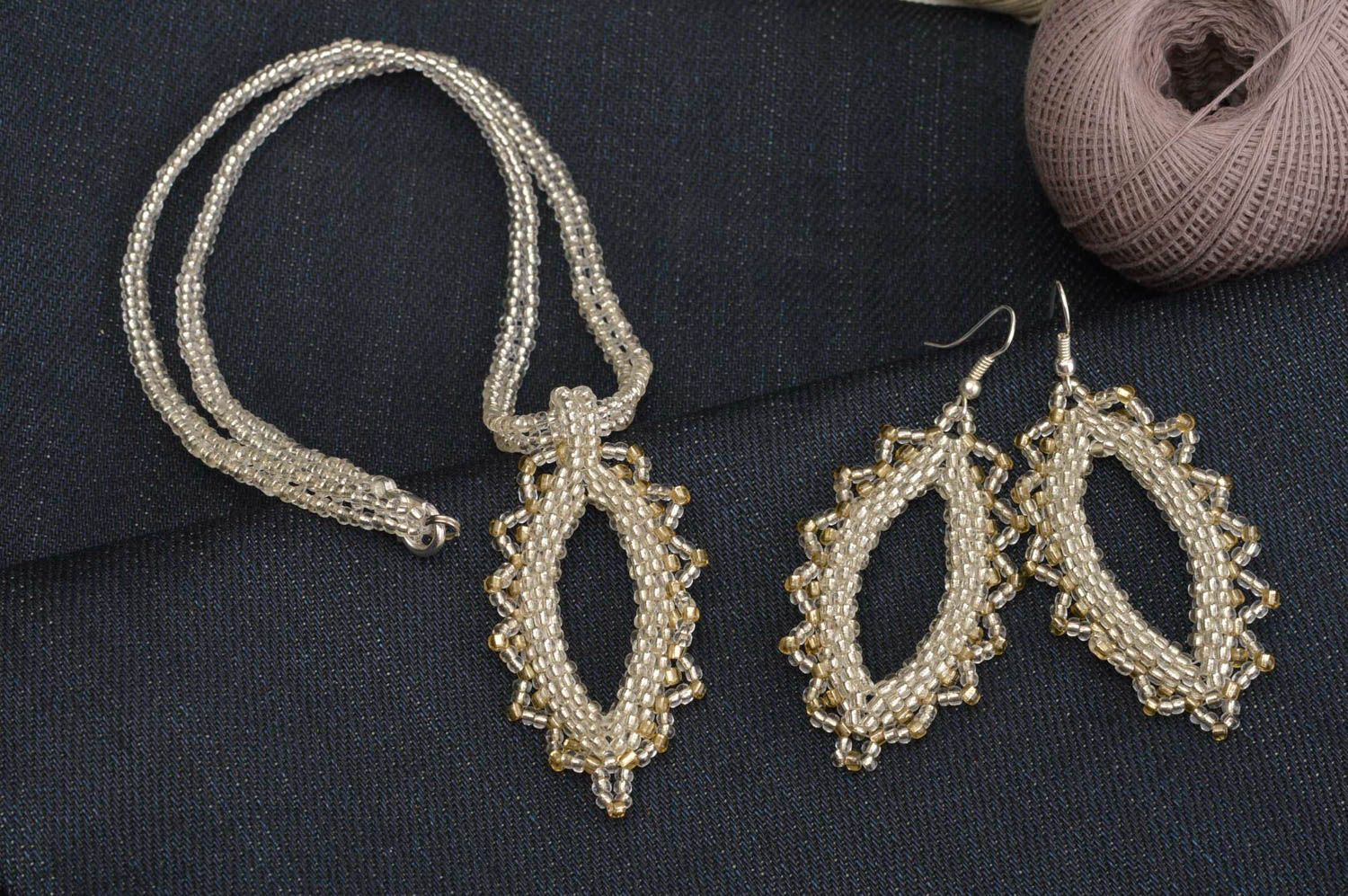 Beaded accessories handmade earrings designer pendant gorgeous jewelry set photo 1