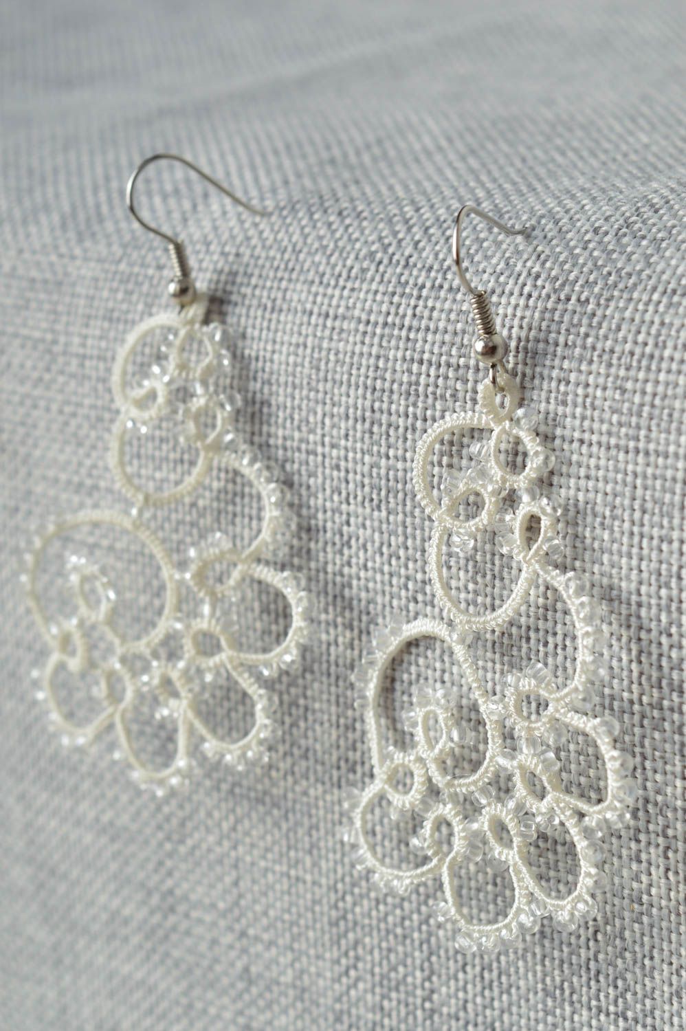 Handmade woven lace earrings artisan jewelry designs beautiful jewellery photo 2