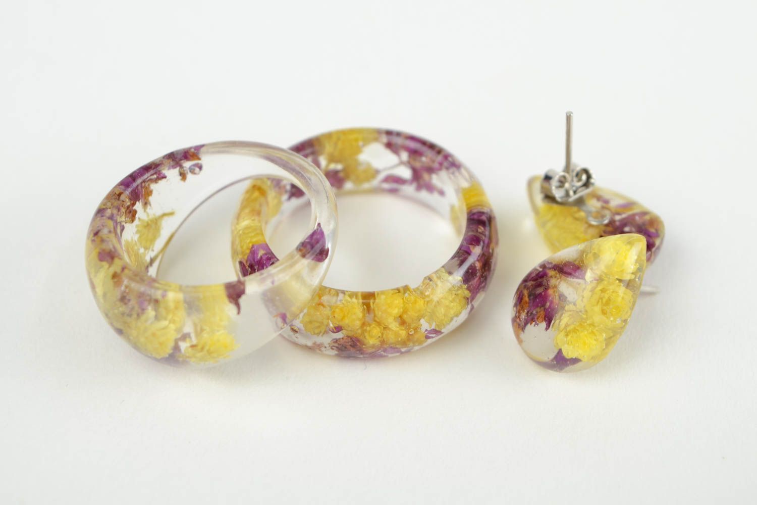 Handmade jewelry set real flower jewellery fashion earrings womens rings photo 5