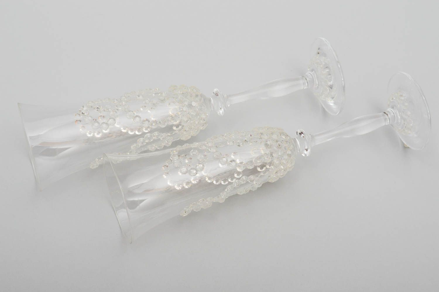 Copas para brindis artesanales accesorio para boda copas de novios transparentes foto 3