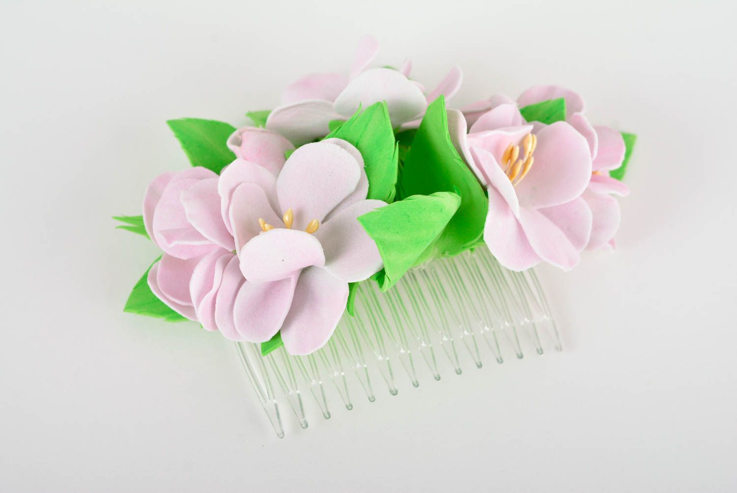 Handmade hair accessories designer hair comb with flowers stylish barrette photo 2