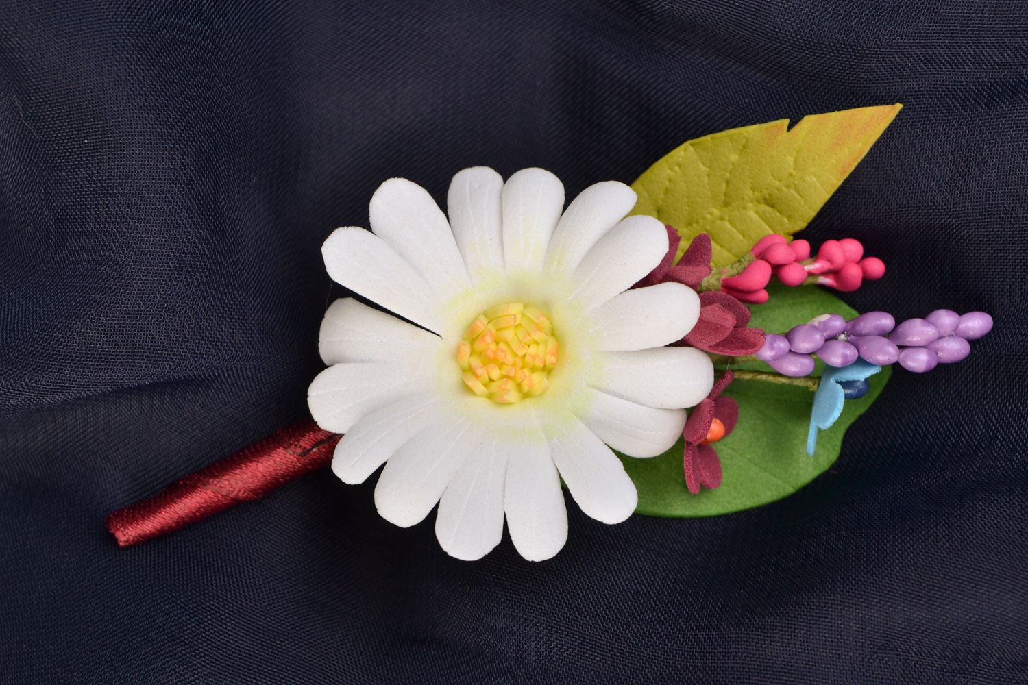 Handmade Boutonniere für Bräutigam aus Foamiran Feldblumen foto 1