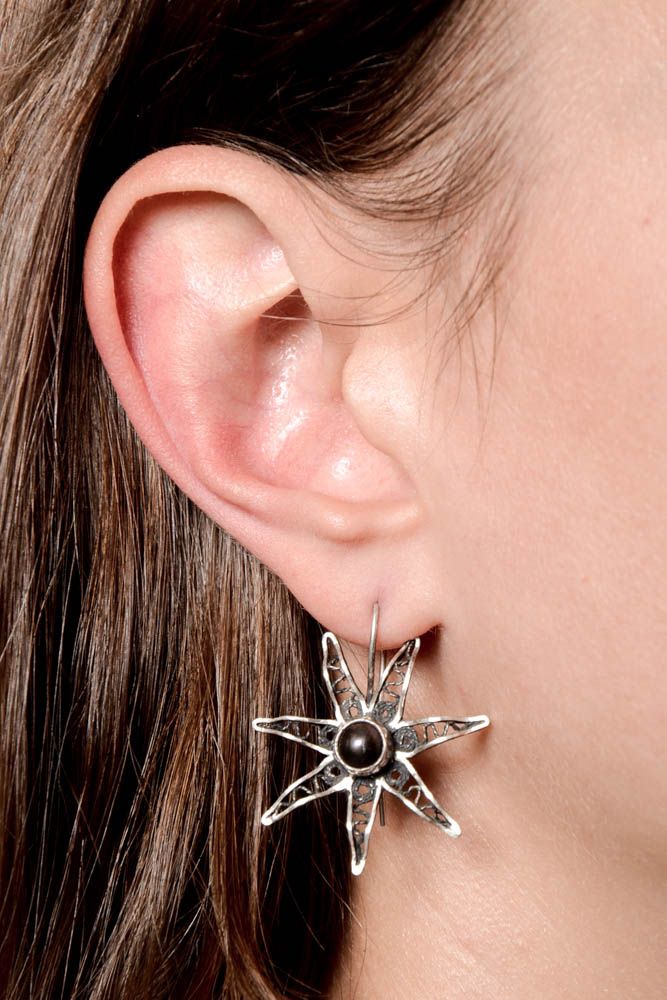 Handmade Silberschmuck Ohrringe silberne Ohrhänger Ohrringe für Damen originell foto 1