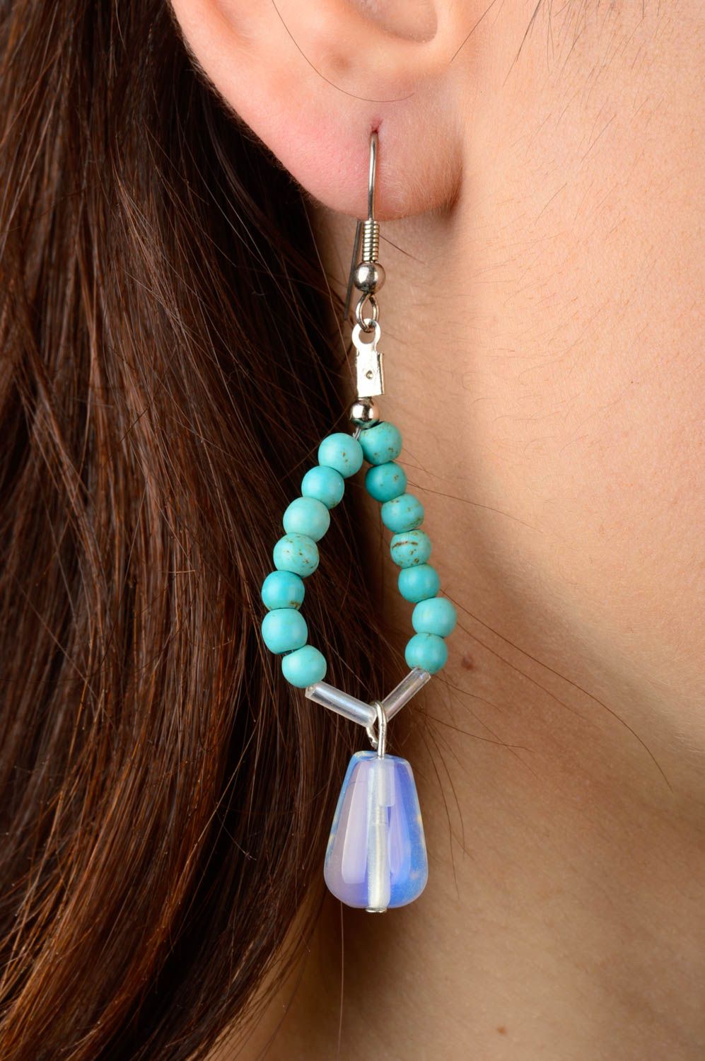 Handmade earrings designer earrings unusual jewelry beaded earrings with charms photo 2