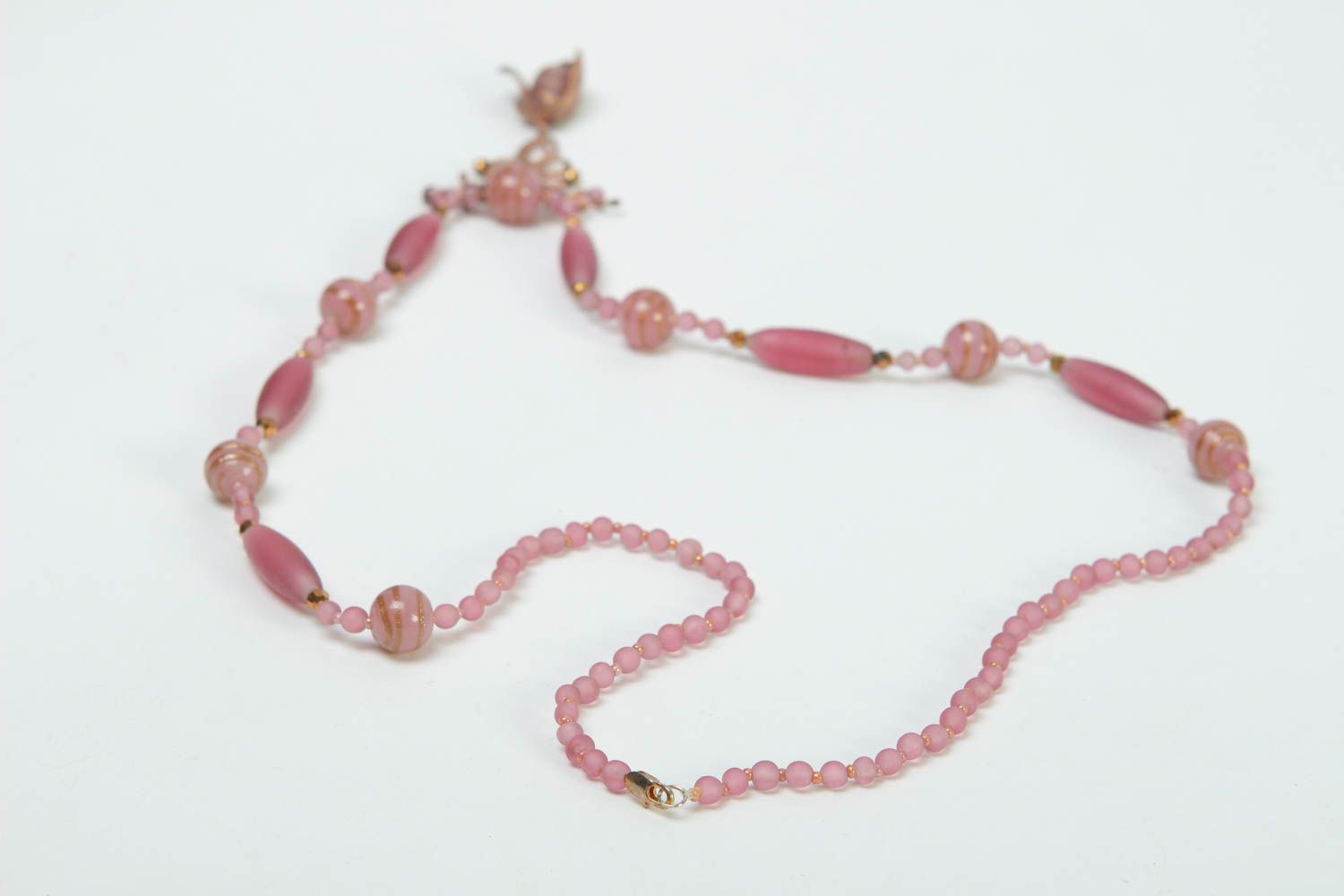 Collar original de color rosa bisutería artesanal elegante regalo para mujer foto 4