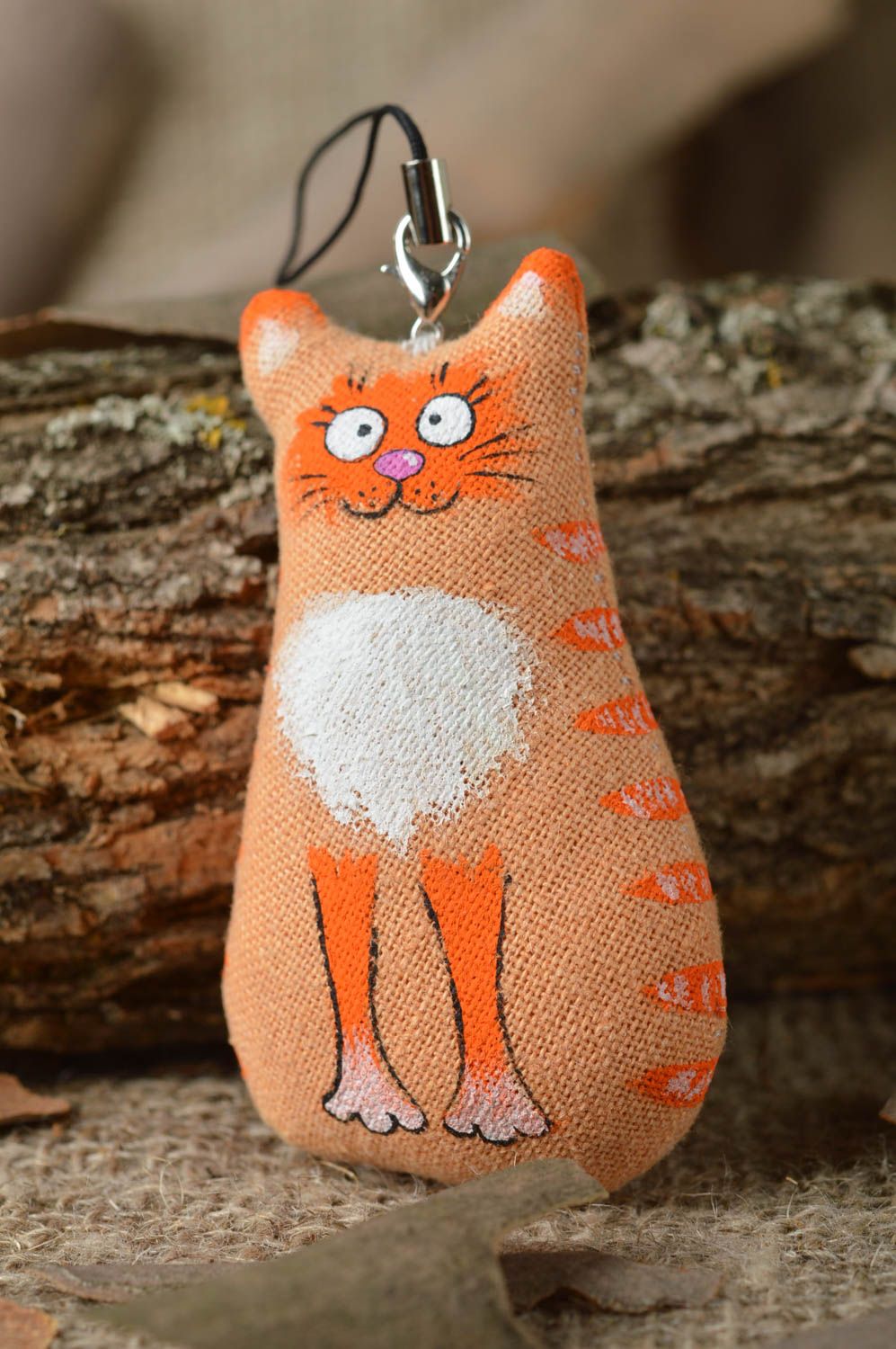 Porte-clé chat fait main Accessoire design Cadeau original coton beau original photo 1