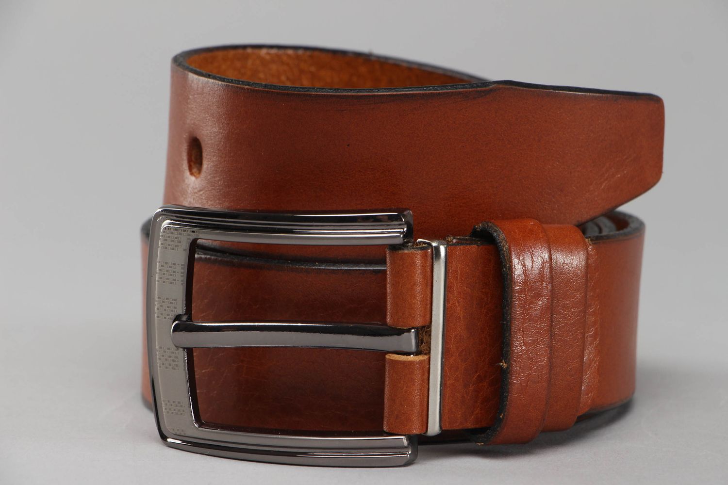Cinturón de cuero marrón para hombre foto 1
