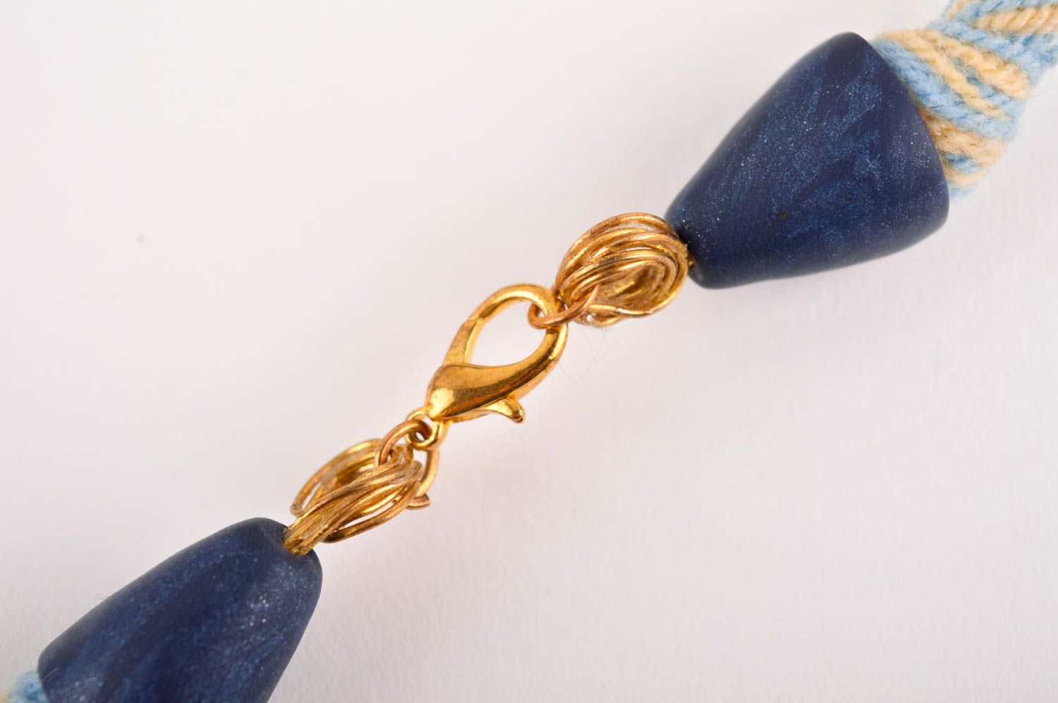 Handmade Collier Halskette Zopf Polymer Schmuck Accessoire für Frauen blau gelb foto 5