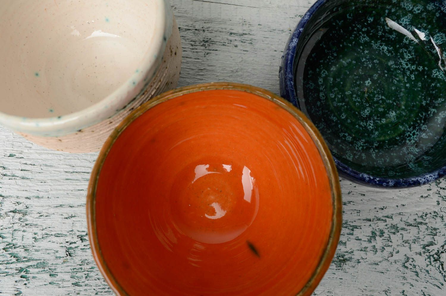 Glazed inside clay handmade drinking cup for coffee or tea photo 5