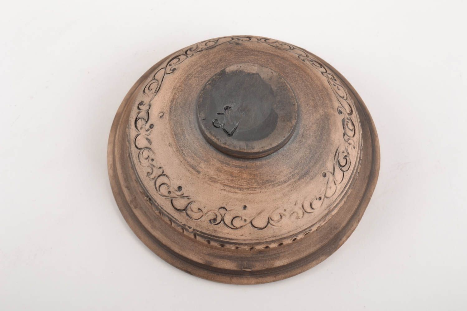 Small designer ceramic bowl kilned with milk handmade 250 ml with ornament photo 3