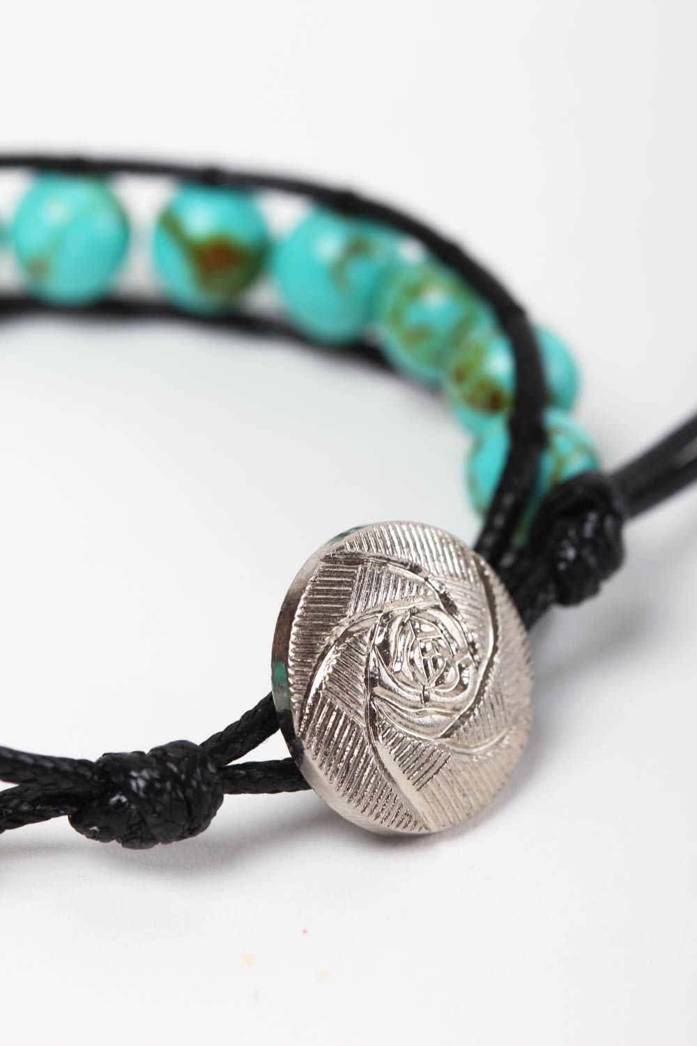 Handmade bracelet with natural stones woven turquoise bracelet fashion jewelry photo 4