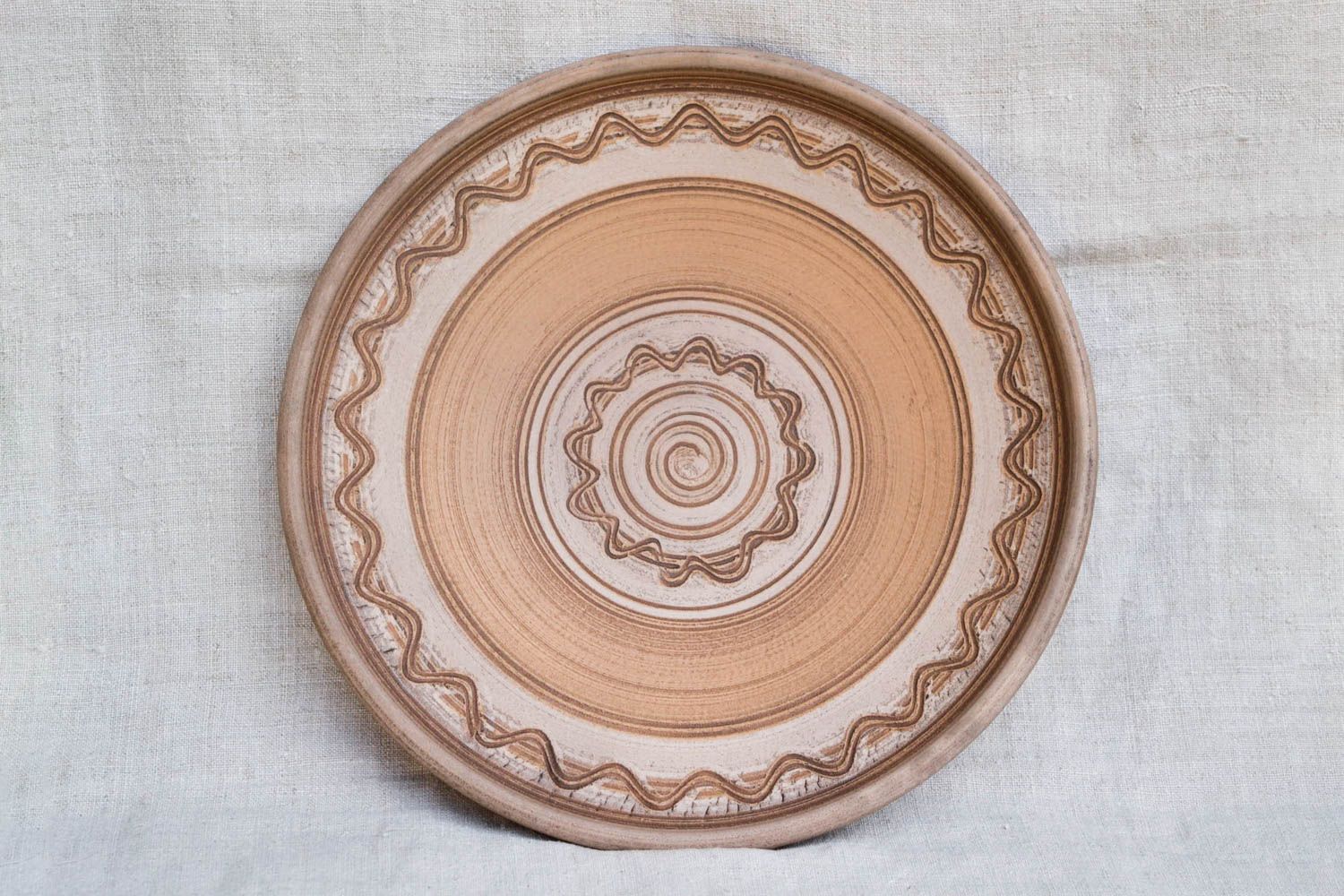 Тарелка из глины ручной работы расписная тарелка необычная столовая посуда фото 3