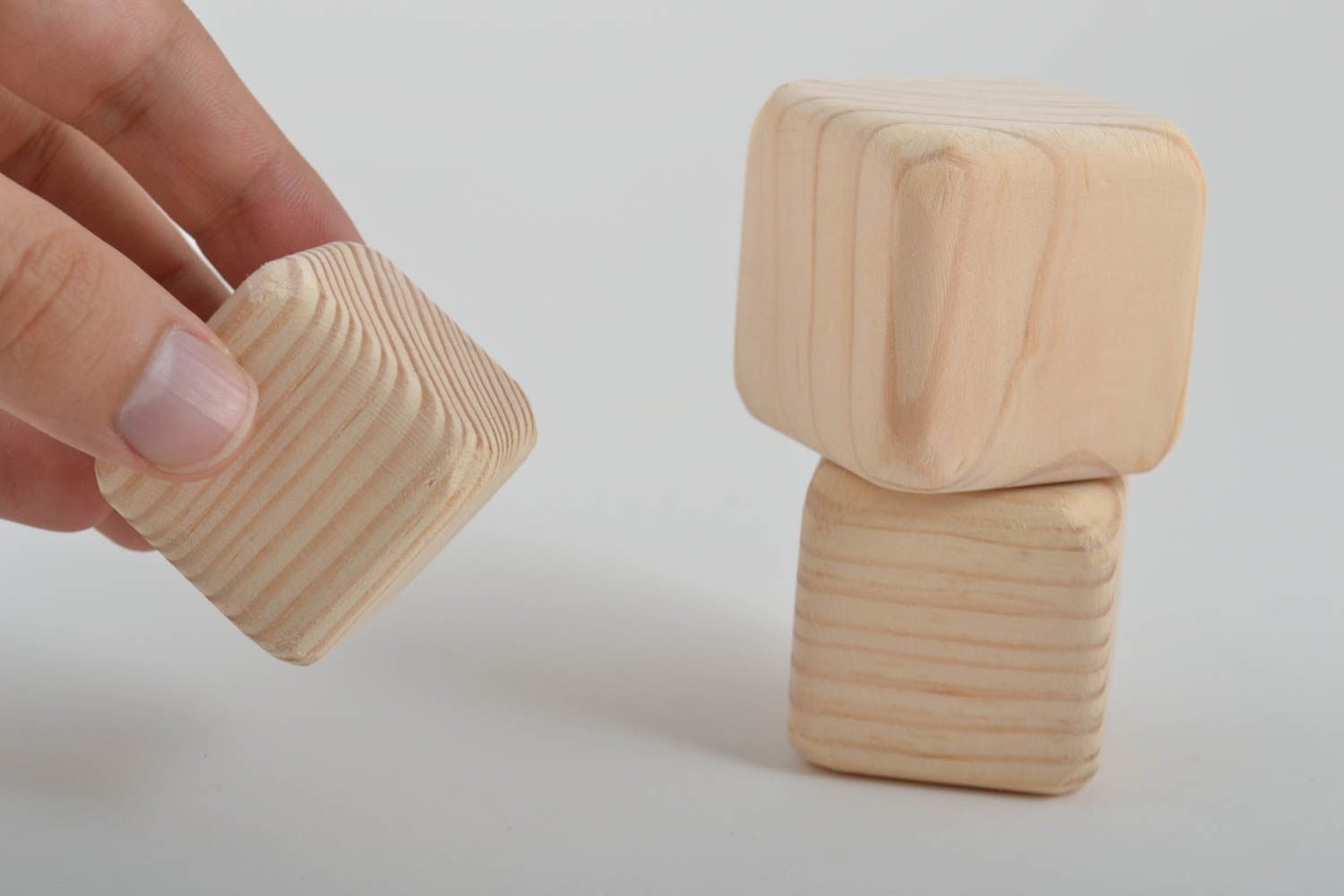 Jouets cubes faits main Jouet en bois à décorer Cubes pour bébé 3 pièces photo 5