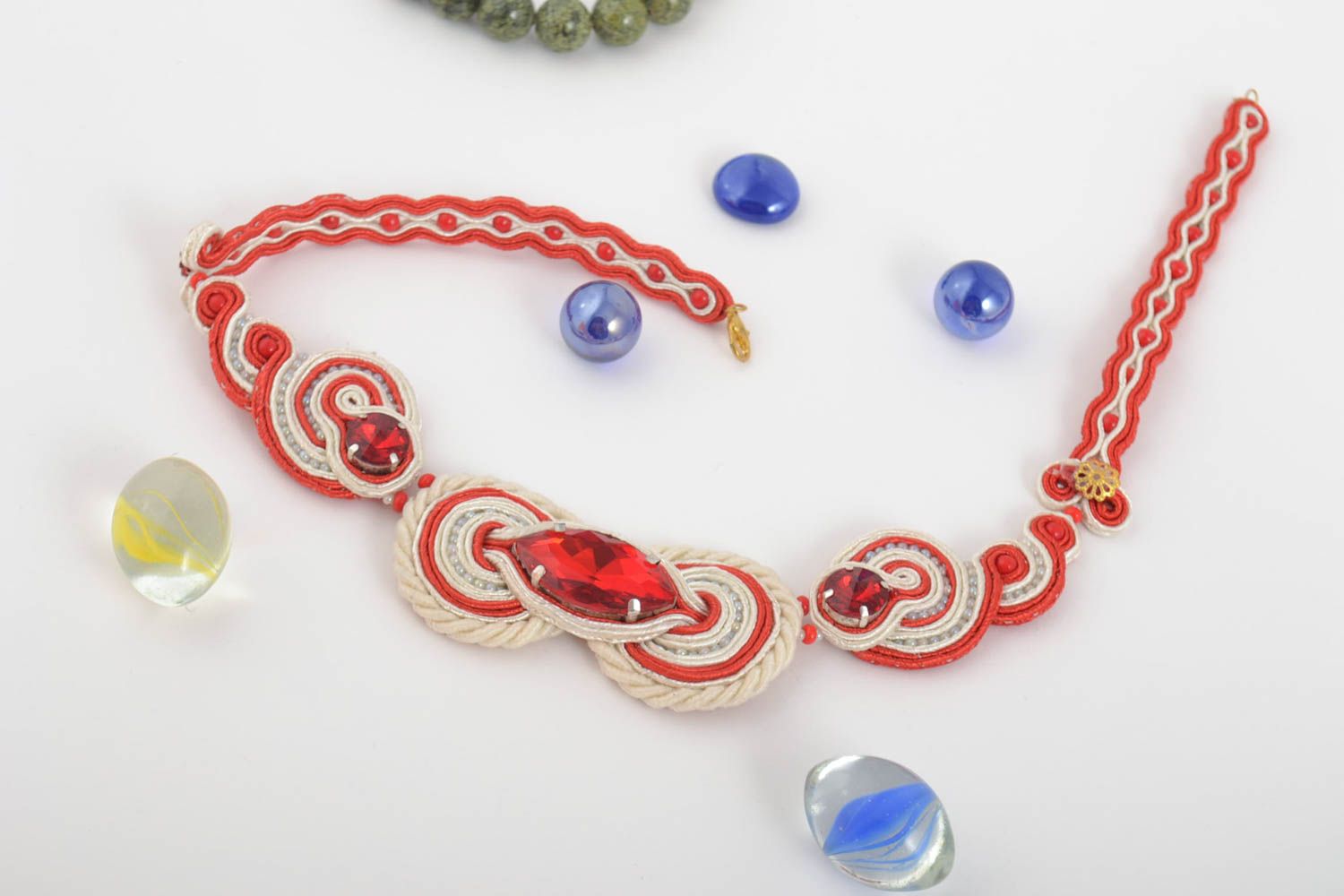 Handmade rotes Soutache Collier Modeschmuck Halskette Geschenk für Frauen foto 2