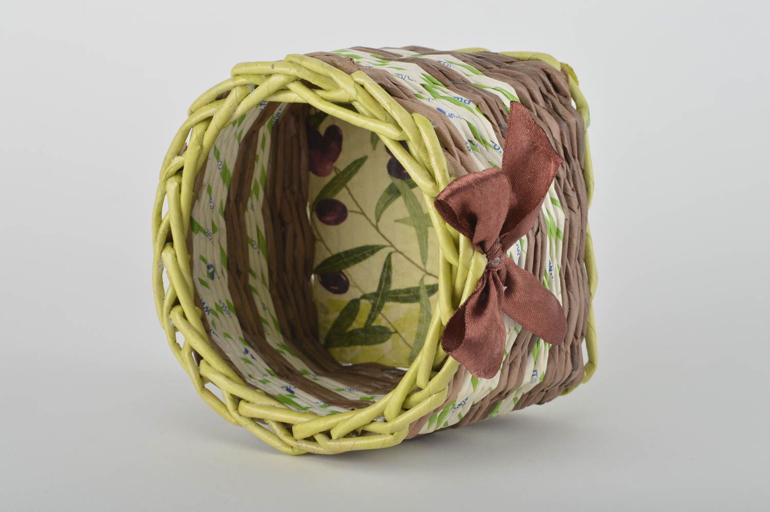 Подарочная корзина ручной работы плетеная корзина декор для интерьера декупаж фото 4