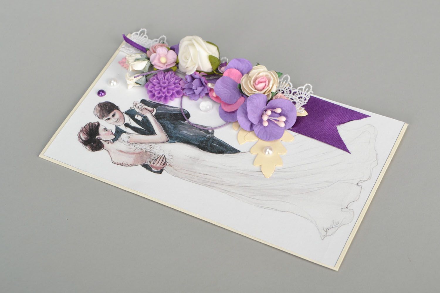 Designer postcard with flowers photo 5