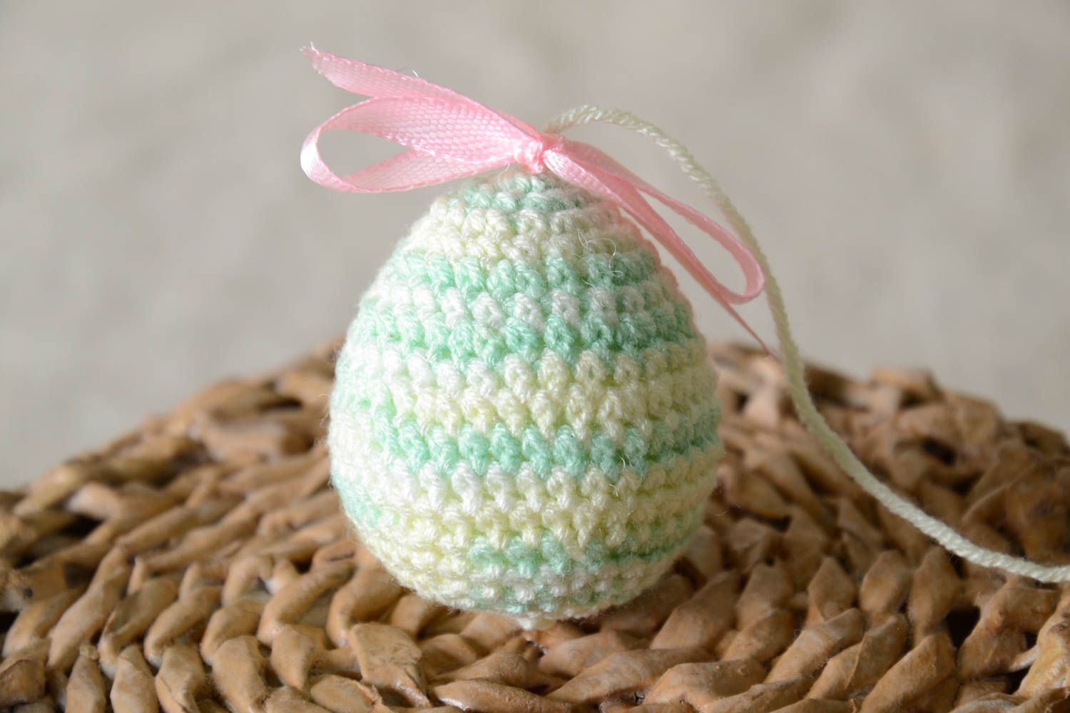 Handmade designer Easter egg decoration unique crocheted home stylish present photo 1