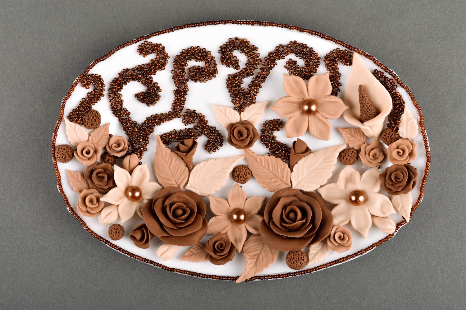 Керамическая тарелка ручной работы декор для дома декоративная тарелка овальная фото 3
