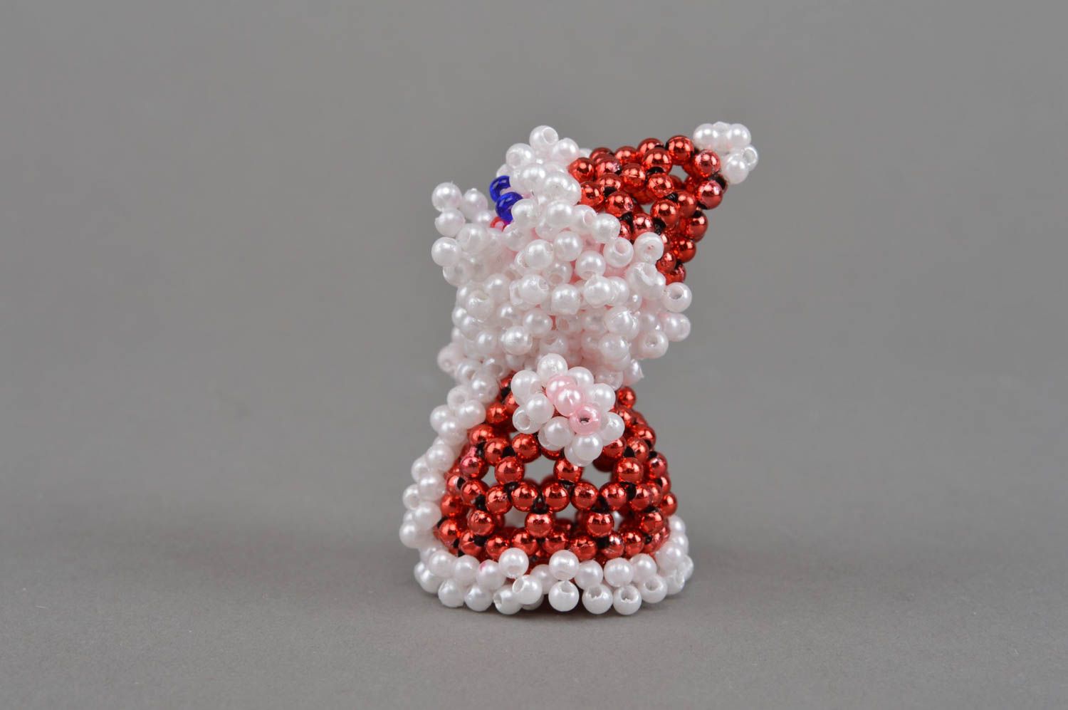 Miniature homemade designer collectible beaded figurine of Santa Claus for decor photo 4