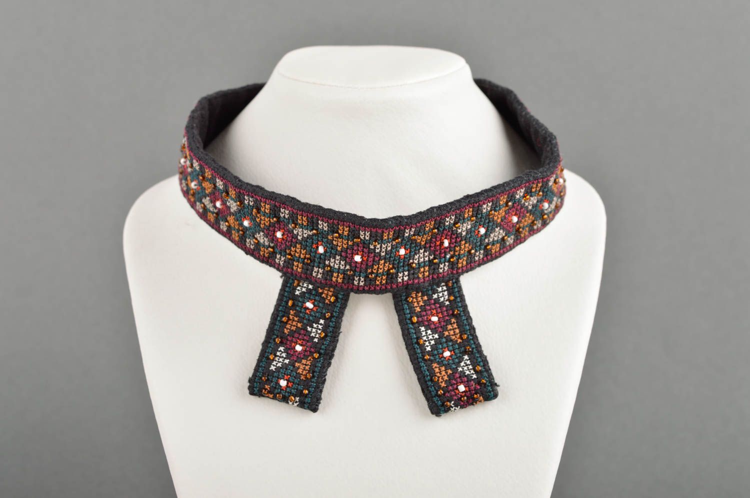 Handmade Damen Collier Modeschmuck Halskette Accessoire für Frauen Glasperlen foto 1