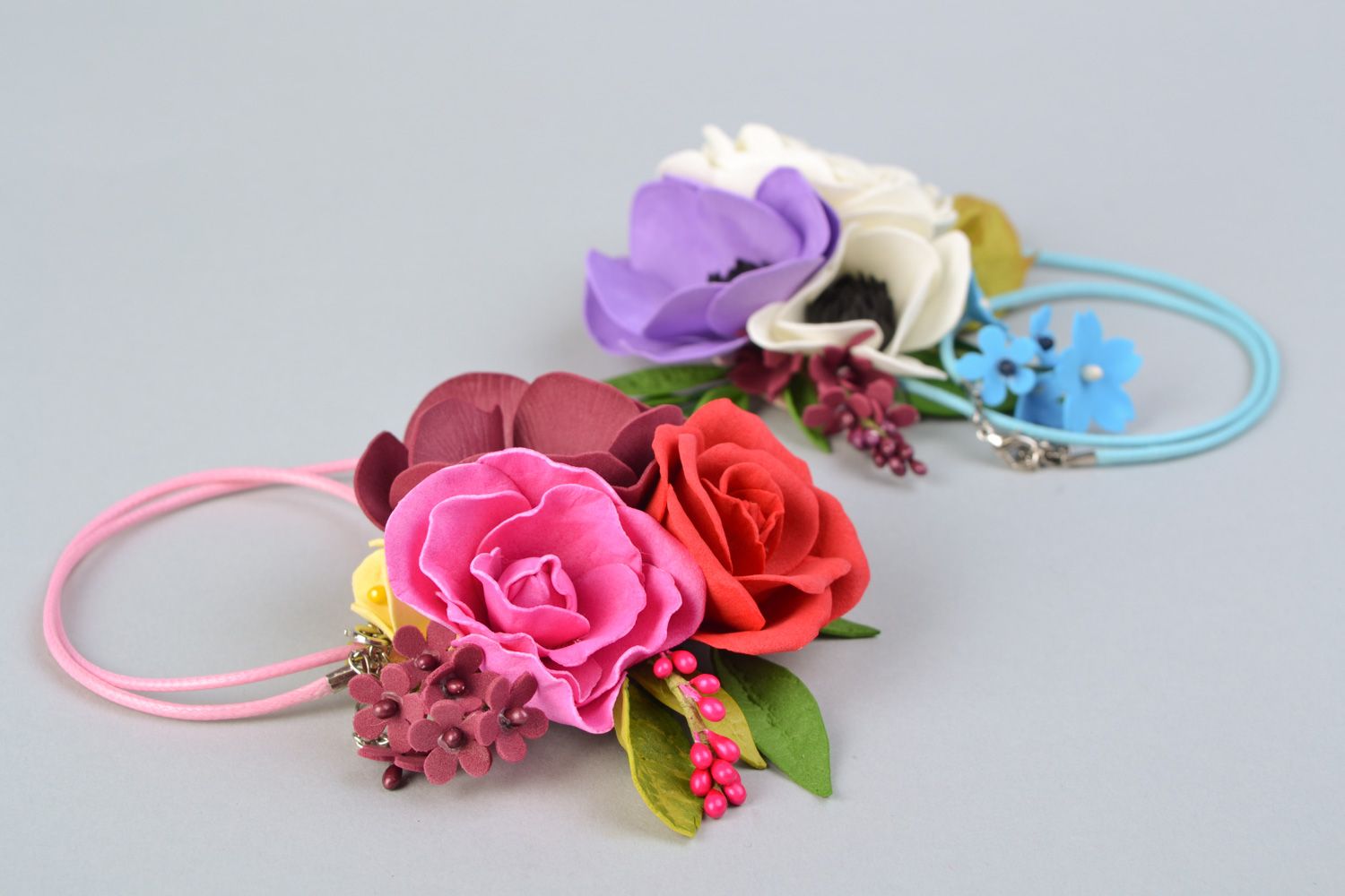 Handmade necklace flower necklace set of 2 items designer accessory for wedding photo 3