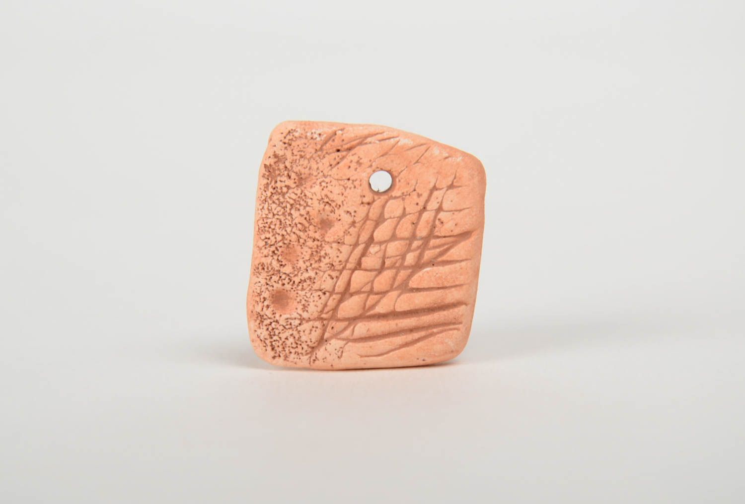Handmade square DIY clay blank pendant square beige designer jewelry  photo 2