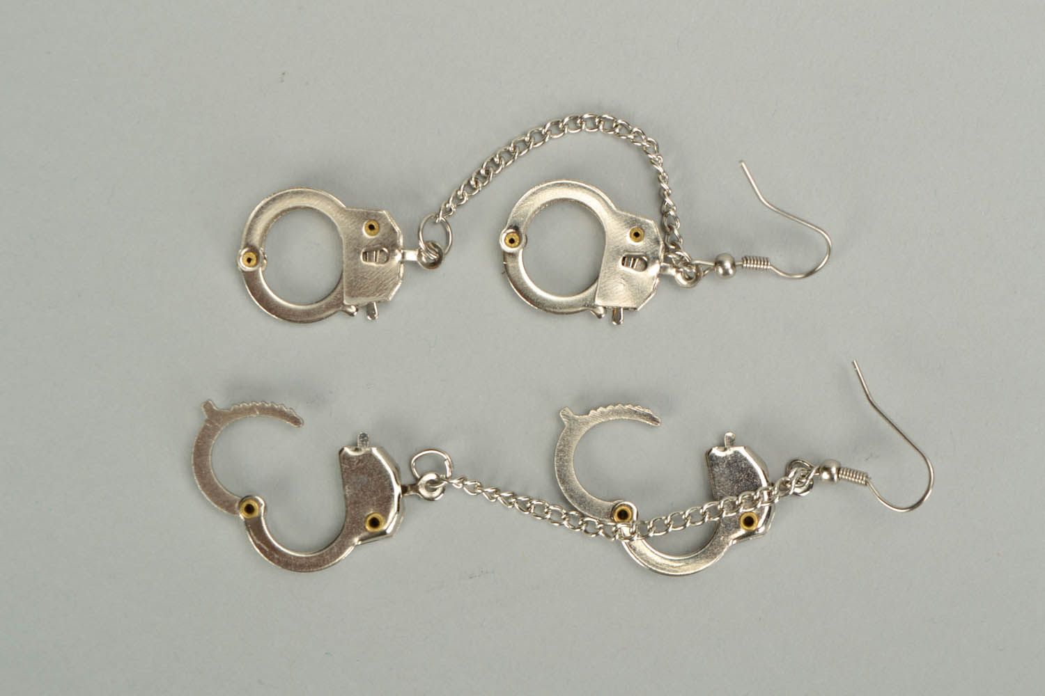 Metal earrings Handcuffs photo 2