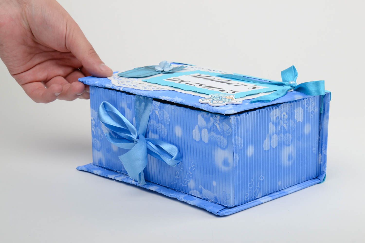 Сoffret à trésors de maman en carton boîte décorative originale design bleue photo 5