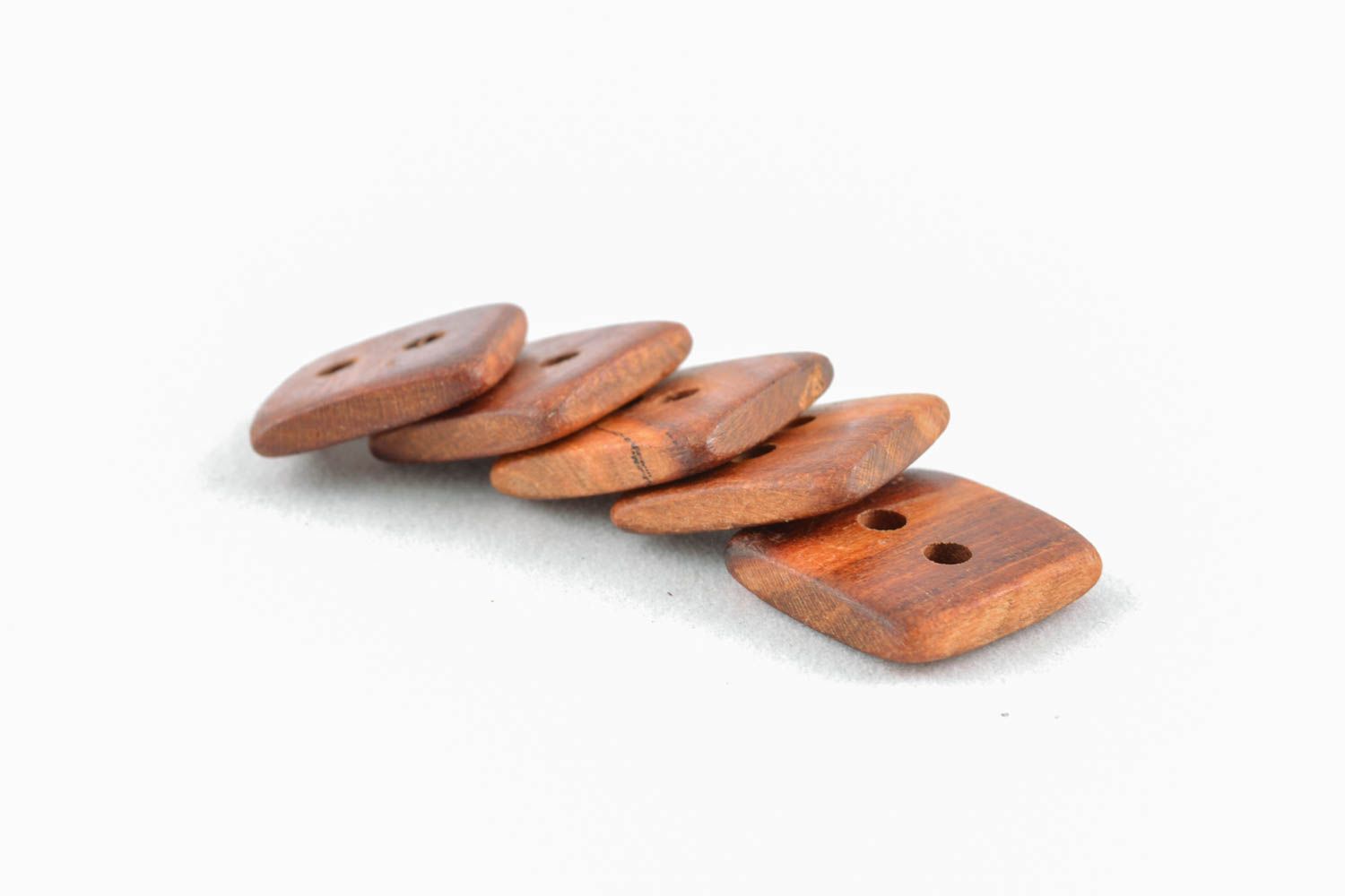 Square wooden buttons set of 5 pieces photo 1