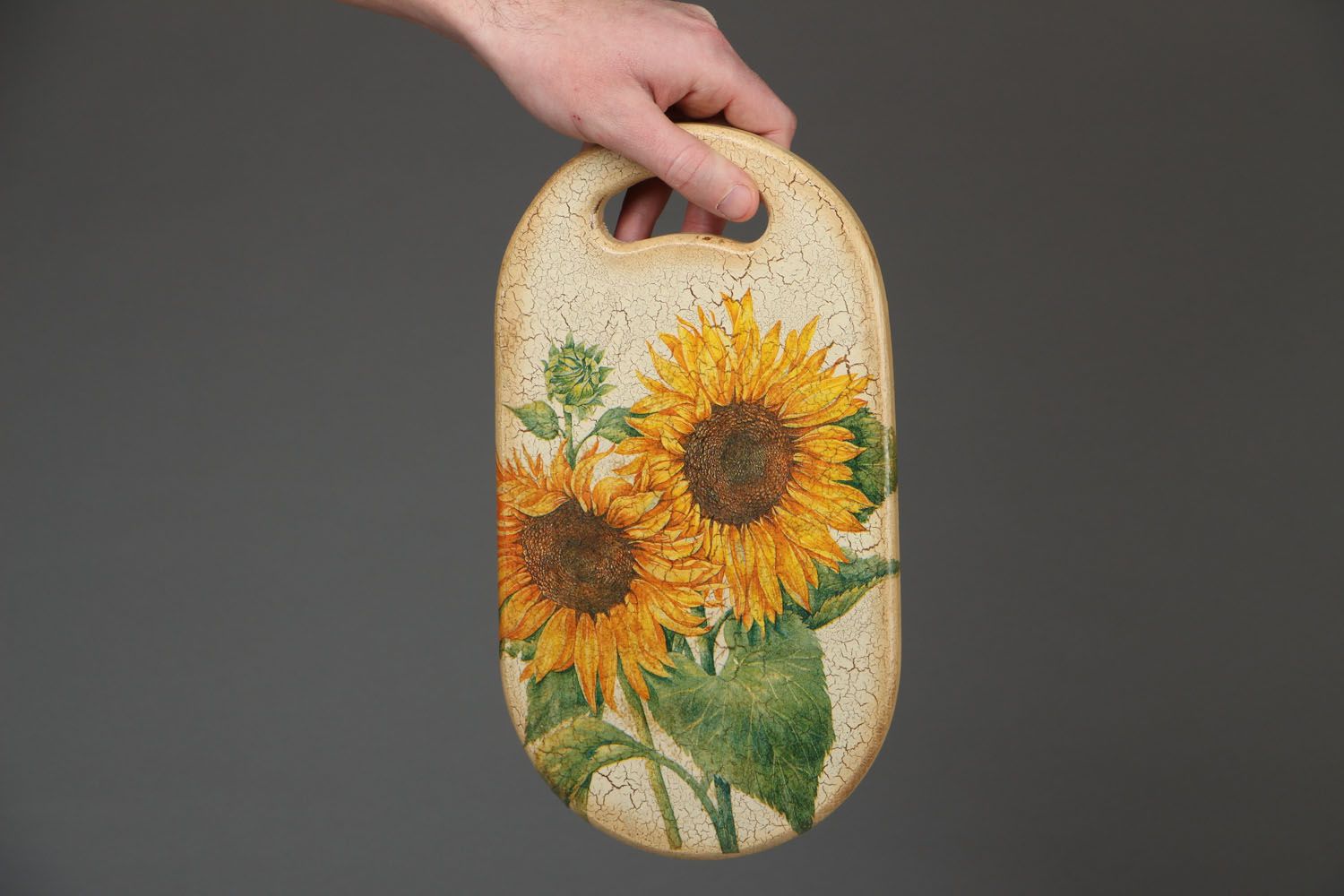Cutting board with sunflowers photo 4
