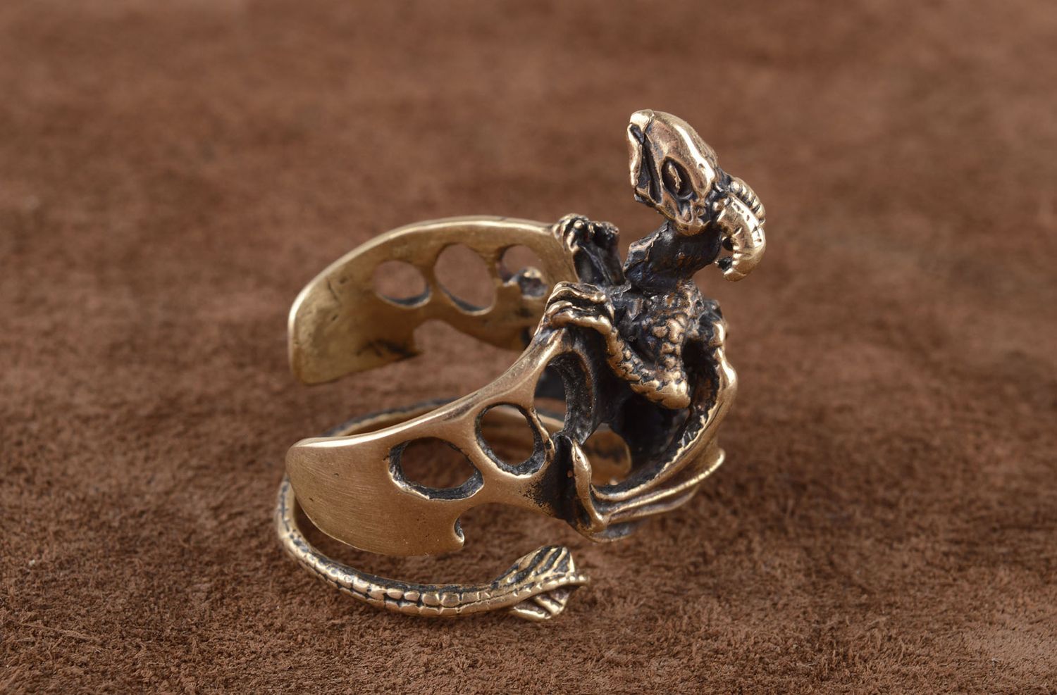 Bague bronze insolite Bijou fait main dragon Cadeau pour homme original photo 1