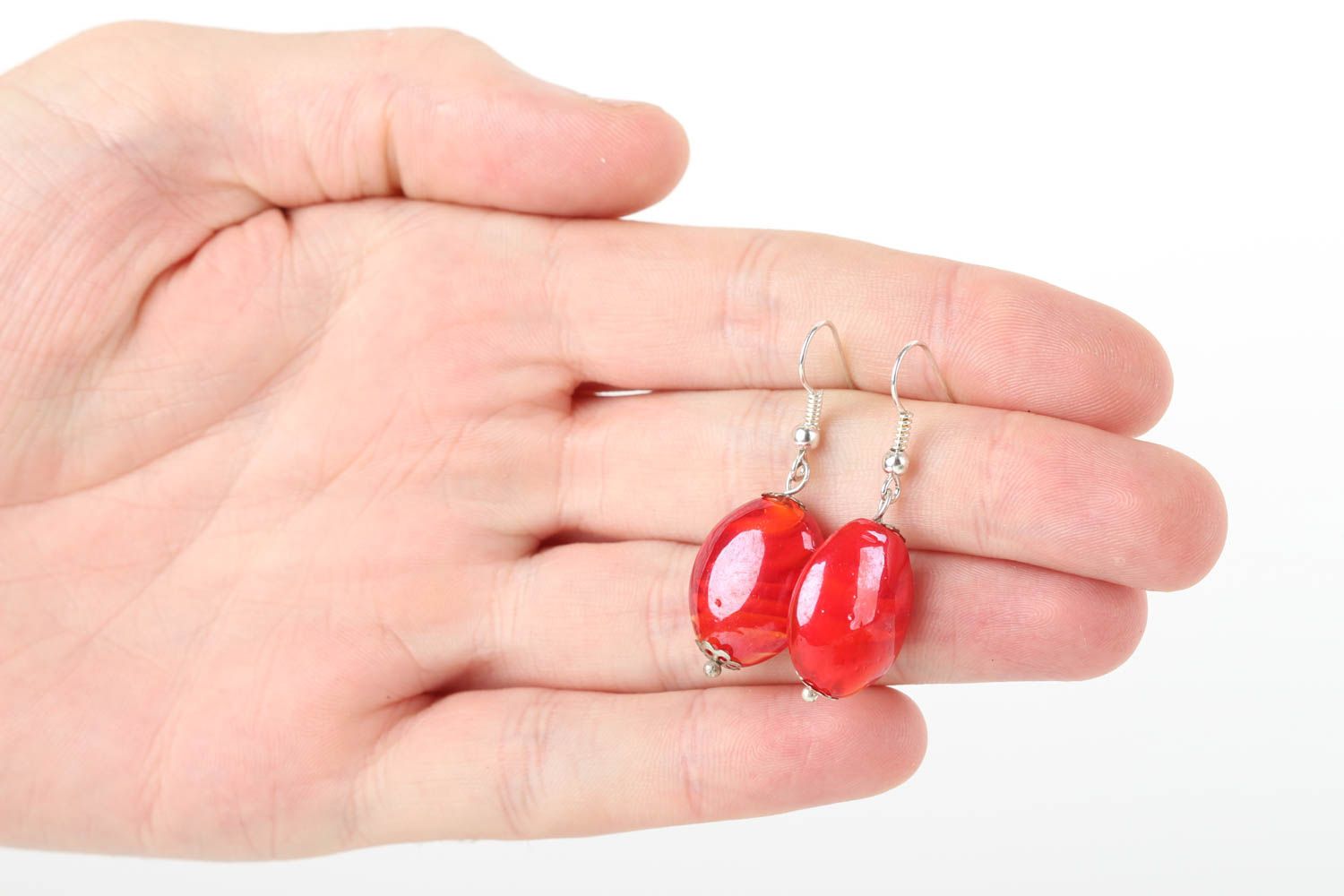 Boucles d'oreilles rouges Bijou fait main en verre de Murano Idée cadeau femme photo 5