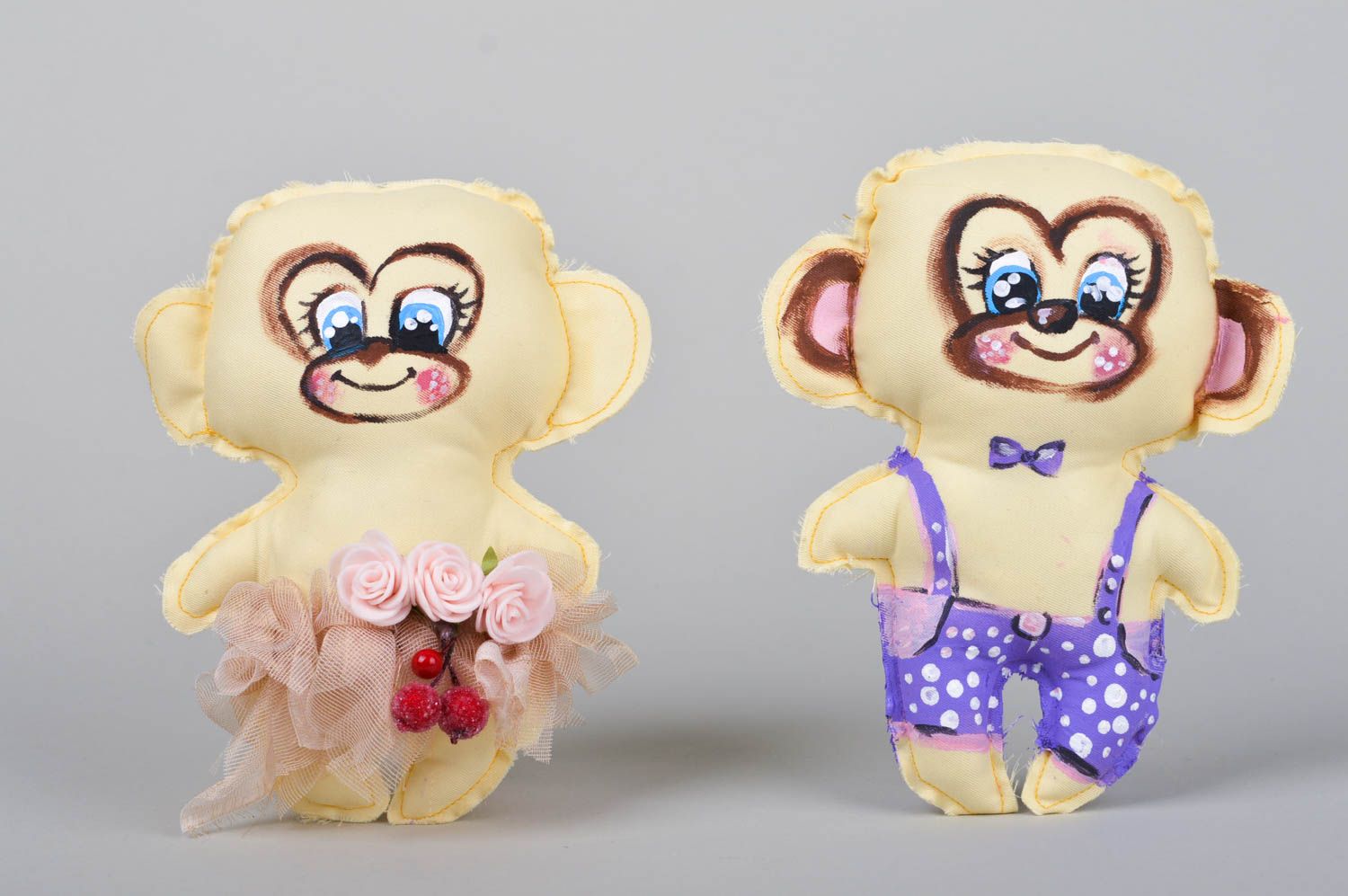 Juguetes artesanales muñecos de peluche regalo original Pareja de monos foto 1