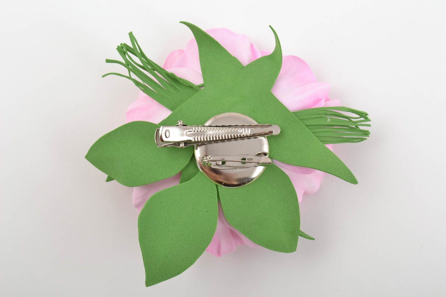 Handmade Modeschmuck Brosche Haarklammer mit Blume Blumen Brosche rosa schön foto 8